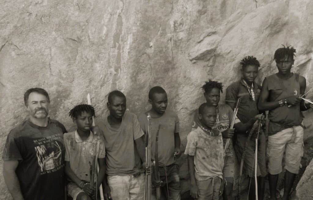 James with Hadza hunters in Tanzania